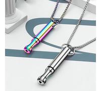 SUPPLIIONLINE Calm Flow Breathing Necklace - 2PCS Stainless Steel Mindful Breathing Tool for Anxiety Relief, Meditation & Stress Reduction - Necklace Gift for Men & Women (Rainbow and Silver)