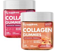 Supplmnt. 2X Marine Collagen Gummies, Hydrolysed Collagen Peptides w/Biotin, Hyaluronic Acid & Vitamin C, Collagen Supplements for Women & Men, Collagen for Skin, Hair & Nails (1xPeach 1xStrawberry)