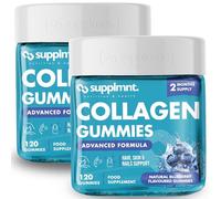Supplmnt. 2X Marine Collagen Gummies, Hydrolysed Collagen Peptides w/Biotin, Hyaluronic Acid & Vitamin C, Collagen Supplements for Women & Men, for Skin, Hair & Nails (Dual Pack 2X Blueberry)