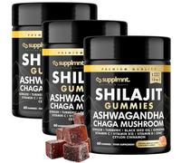 Supplmnt. 3X Shilajit Gummies 3000mg with 1500mg of Ashwagandha, Chaga Mushroom, Ginger, Turmeric, Black Seed Oil, Ginseng, Vitamins C, B12, D, Zinc, Ceylon Cinnamon, 60 Gummies (Triple Pack)