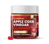 Supplmnt Apple Cider Vinegar Gummies - 1000mg ACV, B6, B12, Folic Acid, Pomegranate & Beetroot - Red Apple Flavour - 120 Vegan Gummies (60-Day Supply)