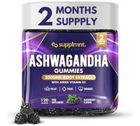 Supplmnt. Ashwagandha Gummies High Strength 2000mg with Vitamin D2 - 2 Months Supply Ashwagandha Root Extract Supplement 1000mg per Gummy, Alternative to Capsules, Vegan, 120 ct (BlackBerry)