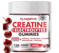 Supplmnt. Creatine Gummies with Electrolytes, 5000mg Creatine Monohydrate, Cherry Flavour, 120 Gummies, Vegan, Gluten-Free, Non-GMO, Food Supplement, 30-Day Supply