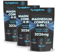 Supplmnt. Magnesium Glycinate 4-in-1 Complex - 2026mg Supplements as Bisglycinate, Citrate, Malate & Oxide 270 Vegan Capsules, Triple High Absorption 449mg Elemental, UK Made