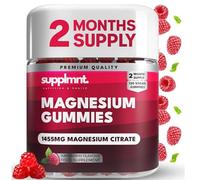 Supplmnt. Magnesium Gummies for Adults - 120 Raspberry Vegan Gummies - 1455 Milligram of Magnesium Citrate Offering 160 Milligram - Gluten-Free Supplement for Women & Men - 2-Month Supply