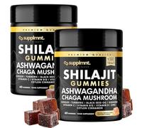 Supplmnt. Shilajit Gummies 3000mg with 1500mg of Ashwagandha, Chaga Mushroom, Ginger, Turmeric, Black Seed Oil, Ginseng, Vitamins C, B12, D, Zinc, Ceylon Cinnamon, 60 Gummies (Dual Pack) Honey Flavour