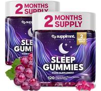 Supplmnt. Sleep Gummies for Adults | 4-Month Supply Sugar Free, Vegan - with Natural 5HTP Griffonia Seed & Valerian Root Extract, Magnesium, L-Theanine, Glycine | Grape Flavour Sleep Supplement, 120ct