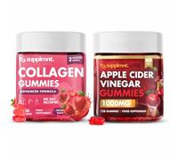 Supplmnt. Strawberry Marine Collagen Gummies and Apple Cider Vinegar Gummies Bundle
