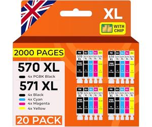 Supply Guy 20 Ink Cartridges compatible with Canon PGI-570 / CLI-571 for Canon Pixma MG5750 MG5751 MG5752 MG5753 MG6850 MG6851 MG6852 MG6853 TS5050 TS5051 TS5053 TS5055 TS6050 TS6051 TS6052
