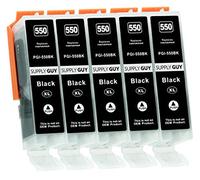 Supply Guy 5 Ink Cartridges compatible with Canon PGI-550 PGBK Black with Chip & Level Indicator for IP7250 IP8750 IX6850 MG5450 MG5550 MG5650 MG5655 MG6350 MG6450 MG6650 MG7150 MG7550 MX725 MX925
