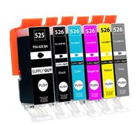 Supply Guy 6 Ink Cartridges compatible with Canon PGI-525 CLI-526 (in rey) with Chip and Level Indicator for Pixma MG6100 MG6150 MG6200 MG6250 MG8100 MG8150 MG8200 MG8240 MG8250
