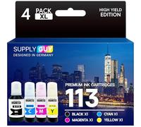 Supply Guy ink compatible with Epson 113 for EcoTank ET-5150 ET-5170 ET-5800 ET-5850 ET-16150 ET-16650 (4 Ink Bottles 1x127ml, 3x70ml)