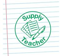 Supply Teacher Self-Inking School Stamper - Green ink - 22mm, Self inking, Reinkable^