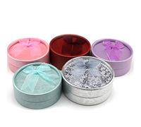 SupplyEU 5 pcs Cardboard Round Ring Gift Box Jewelry Boxes Package Case for Necklace Earring Gift(Random Color)