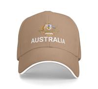 Support Australia Hat Australian Cap for Men Women I Stand with Australia Emblem Coat of Arms Baseball Cap Natural
