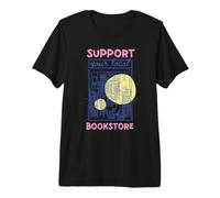 Support Bookstore Book Lover Reading Library Cat Novel Art Premium T-Shirt