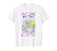 Support Bookstore Book Lover Reading Library Cat Novel Art T-Shirt