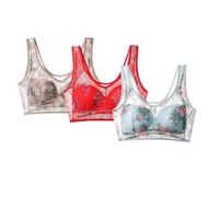Support Bras for Large Breasts 3 PC Bras for Women Non Wired Push Up Seamless Bralettes Thin Breathable Sexy Ice Silk Lace Cooling Wireless Underwear Soft Comfort My.Orders UK Light Blue XXL