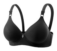 Support Bras for Large Breasts Comfort Soft Wireless Adjustable Strap Seamless Bras Sexy Deep V Non Wired Push up Impact Everyday Bra Black,L
