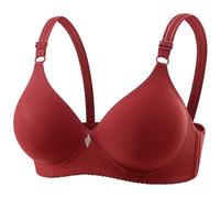 Support Bras for Large Breasts Comfort Soft Wireless Adjustable Strap Seamless Bras Sexy Deep V Non Wired Push up Impact Everyday Bra Red,M