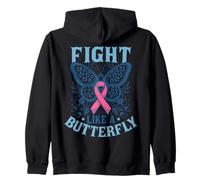 Support Breast Cancer Survivor - Pink Fight Like A Butterfly Zip Hoodie