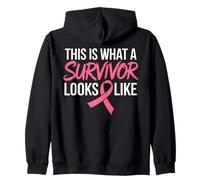 Support Breast Cancer Survivor Pink Ribbon Zip Hoodie