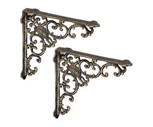 Support Chain Brackets Antique Vintage Decor Angles Gothic Cast Iron Set Shelf