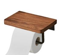 Support de papier toilette en bois de noyer - Fixation murale avec étagère pour téléphone, distributeur pratique pour salles de bains, apprécié des amateurs de matériaux naturels