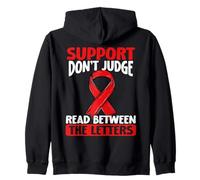 Support Don’t Judge Read Between the Letters Dyslexia Zip Hoodie