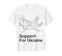 Support for Ukraine Peace Stork Embroidery Pattern T-Shirt
