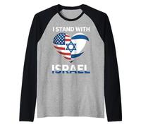 Support I Stand With Israel Jewish Heritage Israeli Flag Raglan Baseball Tee