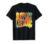 Support Live Music Bright Colorful Design Value Graphic T-Shirt, Men, Black, S