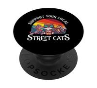 Support Local Street Cats Vintage Tropique Skunk Raccoons PopSockets Adhesive PopGrip