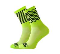 SUPPORT Men's Cycling Socks, Breathable technology non slip fibre unisex funny patterns cyclist accessories for Hiking Walking Climbing Bike Riding Essentials, Zig Zag Lime, 10-11 UK / 45-46 EU