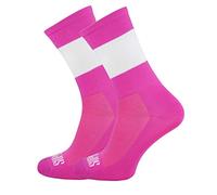 SUPPORT Men's Cycling Socks, Breathable technology non slip fibre unisex funny patterns cyclist accessories for Hiking Walking Climbing Bike Riding Essentials, Block's Magenta, 8-9 UK / 42-44 EU
