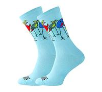 SUPPORT Men's Cycling Socks, Breathable technology non slip fibre unisex funny patterns cyclist accessories for Hiking Walking Climbing Bike Riding Essentials, Freaky Birds, 8-9 UK / 42-44 EU
