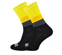SUPPORT Men's Cycling Socks, Breathable technology non slip fibre unisex funny patterns cyclist accessories for Hiking Walking Climbing Bike Riding Essentials, Tone's Yellow, 8-9 UK / 42-44 EU