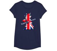 Support Our Farmers, Save British Agriculture T-Shirt, Girls, Navy Blue, Medium