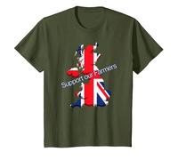 Support Our Farmers, Save British Agriculture T-Shirt, Youth, Olive Green, 4T