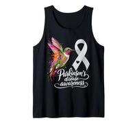 Support Parkinson's Disease Awareness Silver Grey Ribbon Tank Top