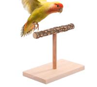 Support Perchoir Oiseaux Bois Forme T, Plateforme 10 x 10 x 11.5 cm Exercice Table Calopsittes Pivoines Araas Perroquets Tigres Activité Stable Jouet Natural entraînement intérieur