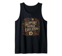 Support Public Education Cute Floral Teacher Red for Ed Tank Top