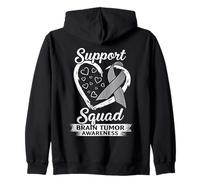 Support Squad Brain Tumor Awareness Grey Ribbon Zip Hoodie
