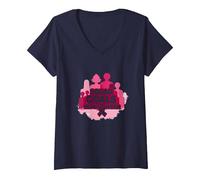 Support Squad Breast Cancer: Squad Goals Beat Cancer V-Neck T-Shirt, Women, Navy, S