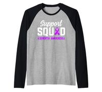 Support Squad Dementia Alzheimer's Awareness Purple Ribbon Raglan Baseball Tee