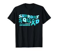 Support Squad Fragile X Syndrome Awareness Teal Ribbon Value Graphic T-Shirt, Men, Black, L
