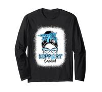 Support Squad Messy Bun Blue Ribbon Prostate Cancer Long Sleeve T-Shirt