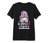 Support Squad Messy Bun Thyroid Cancer Awareness Premium T-Shirt