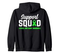 Support Squad Spinal Cord Injury Awareness Ribbon Green Lime Zip Hoodie