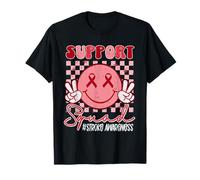 Support Squad Stroke Awareness Smile Ribbon Red Brain Attack T-Shirt